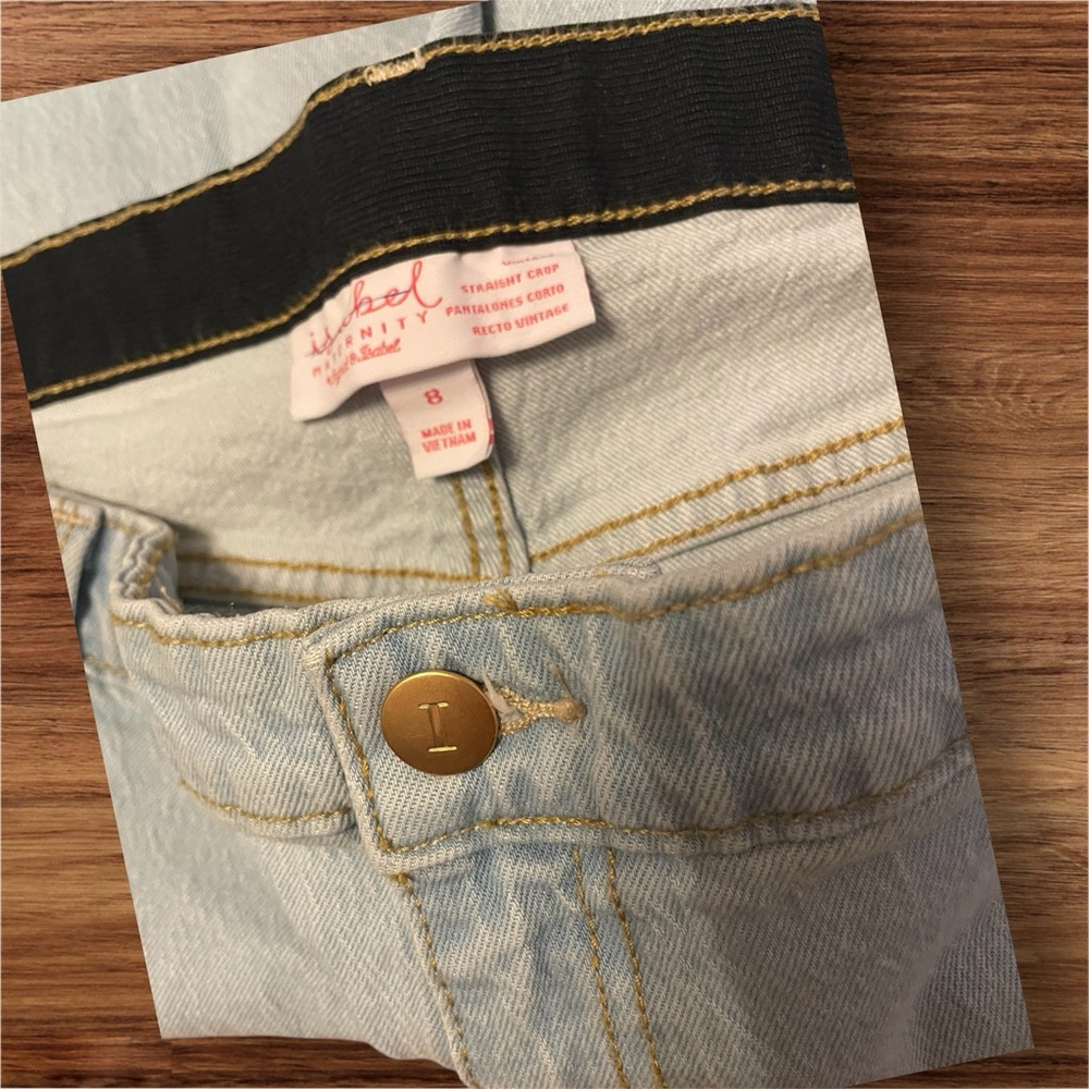 Ingrid & Isabel Maternity Vintage Straight Crop Jeans Side Panel 8